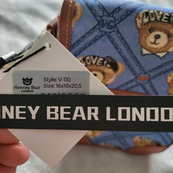 Blue and Brown Teddy Bear Crossbody Bag - Picture 2 of 11